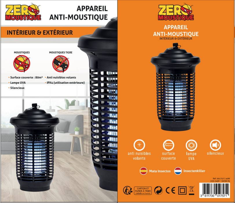 Exterminateur de moustiques avancé – Ventilateur à ventouse, sans zapper,  piège photocatalyseur silencieux avec adaptateur d'alimentation USB, sans