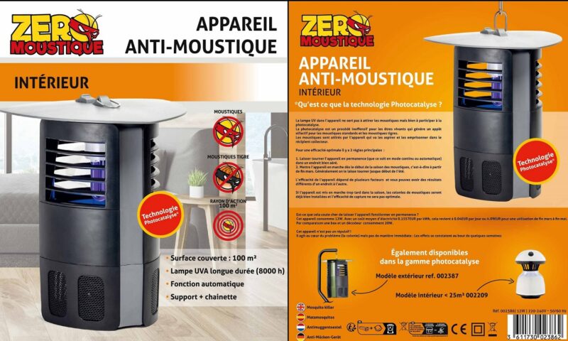Appareil anti moustiques Photocatalyse intérieur/ extérieur, 100 m² – Image 2
